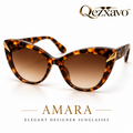 Qezxavo™ AMARA Tortoiseshell Cat-Eye Sunglasses with Brown Gradient Lenses