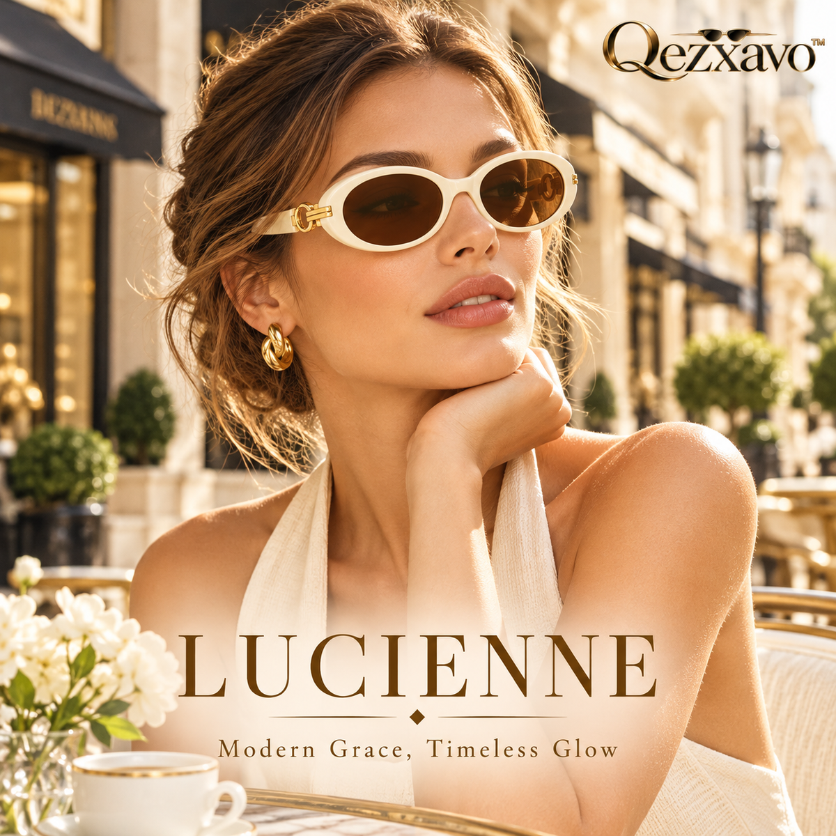 Qezxavo™ Lucienne Oval Designer Sunglasses