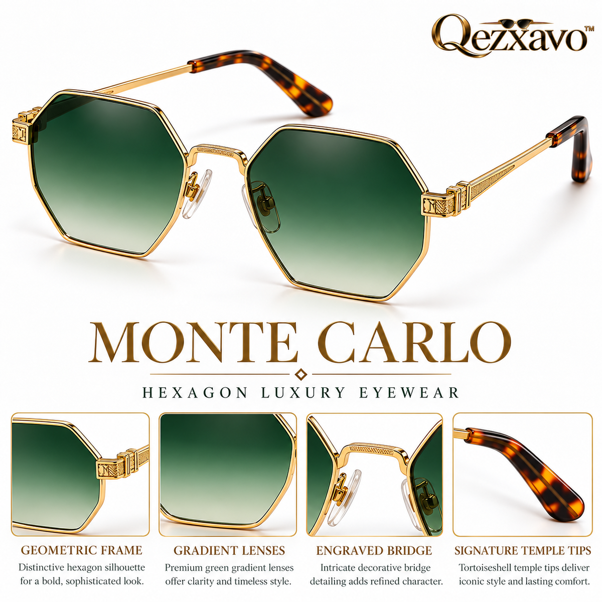 Qezxavo™ Monte Carlo Hexagon Luxury Sunglasses