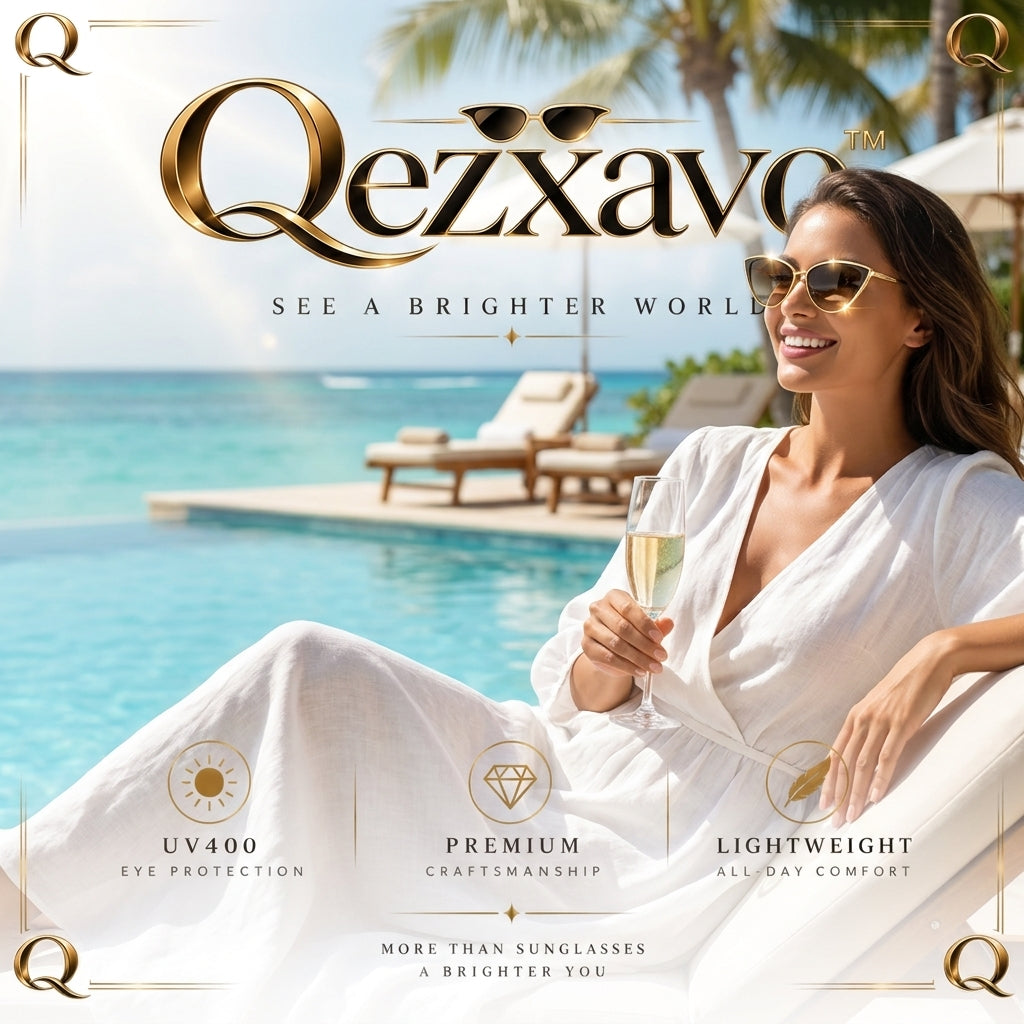 Qezxavo™ Women’s Luxury Cat-Eye Sunglasses – Chic Gold Metal Frame with UV400 Gradient Lenses, Lightweight Vintage Designer Eyewear for Travel & Daily Wear