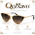 Qezxavo™ Women’s Luxury Cat-Eye Sunglasses – Chic Gold Metal Frame with UV400 Gradient Lenses, Lightweight Vintage Designer Eyewear for Travel & Daily Wear