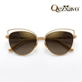 Qezxavo™ Luxury Cat-Eye Butterfly Sunglasses for Women – Architectural Hollow Metal Wire Frame, UV400 Gradient Brown Lenses, Designer Statement Eyewear
