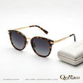 Qezxavo™ Aurora Sunglasses – The Premier Collection | Handcrafted Retro Round Tortoiseshell & Polished Gold Frame with Smoke Gradient UV400 Lenses for Men and Women